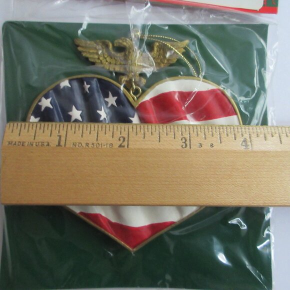 Kurt Alder GOD BLESS AMERICA Christmas Ornament Flag Heart With Eagle NEW - Picture 6 of 8
